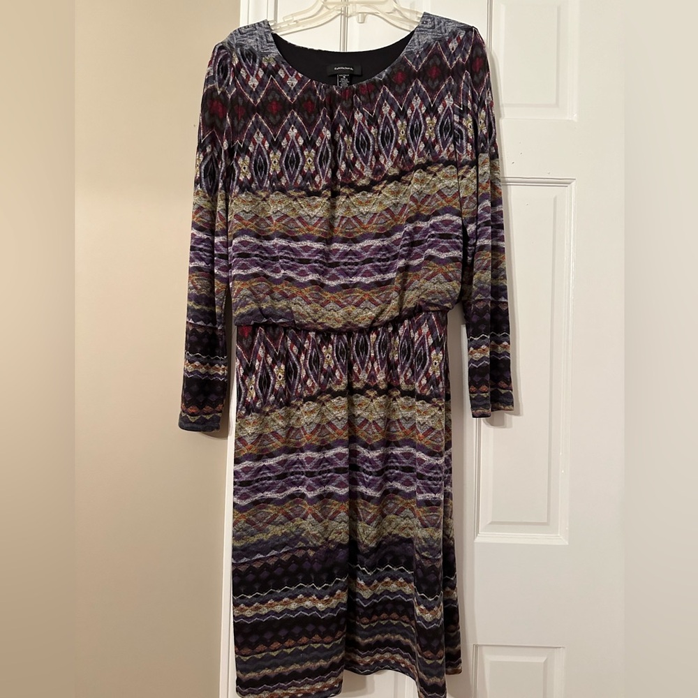 R & M Richards striped colorful long sleeve dress blousey Size 16